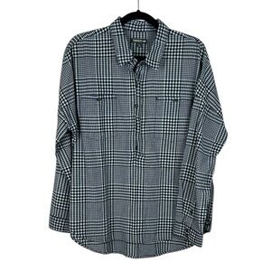 Toad & Co. Casual Plaid Organic Cotton Long Sleeve Popover Blouse Large Blue